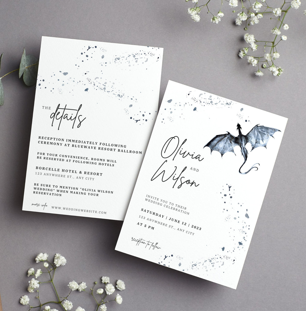 Dragon Wedding Invitation Template | Fantasy Canva Invite (5x7 inch)