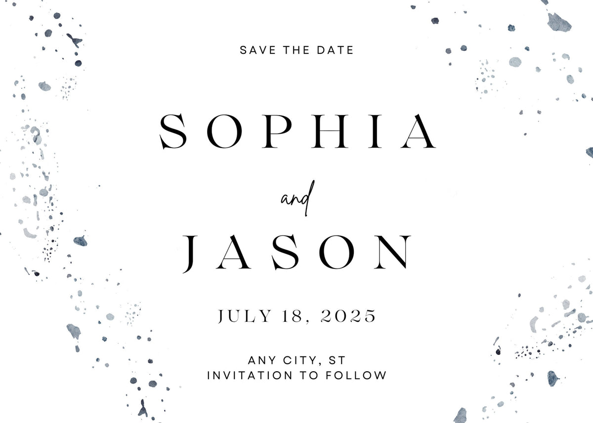 Watercolor Splatter Save The Date | DIY Canva Template
