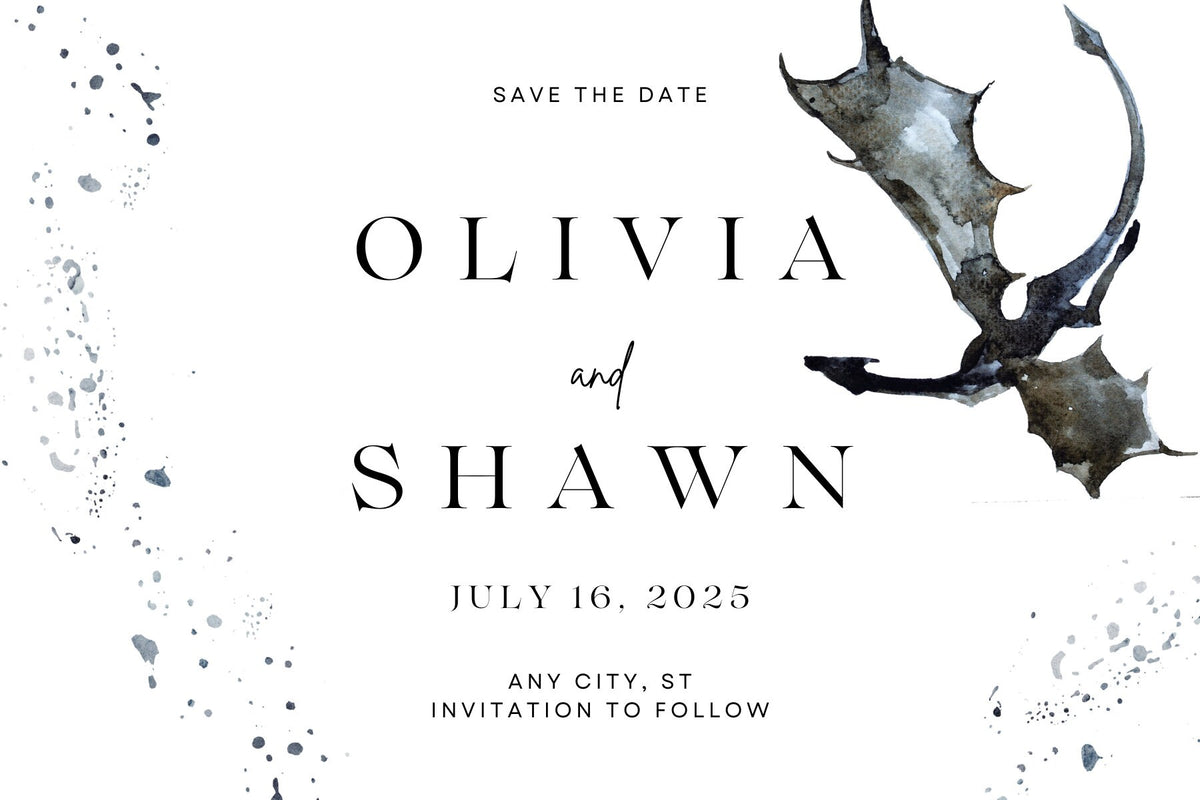 Dragon Save The Date | Fantasy Wedding Canva Template (5x7, 4x6 inch)