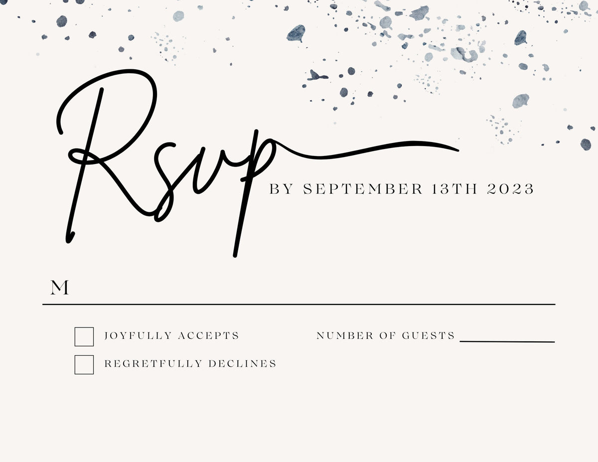 Watercolor Splatter RSVP Card Template | Modern Wedding (Canva Template)