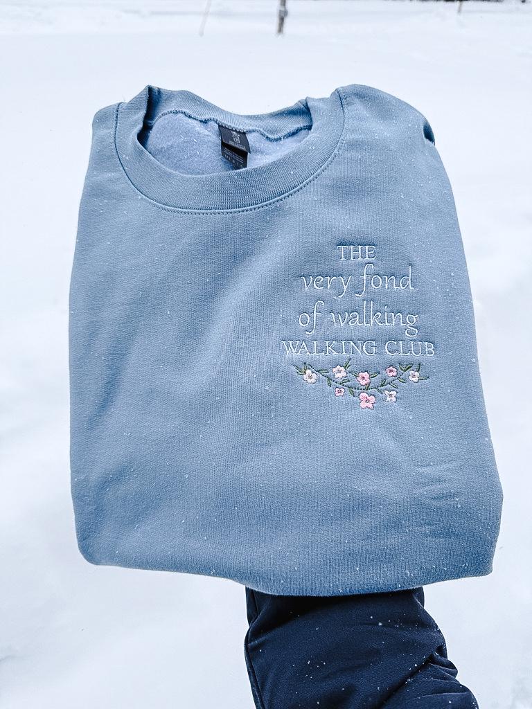 The Very Fond of Walking Walking Club Embroidered Crewneck Sweatshirt | Pride and Prejudice Jane Austen
