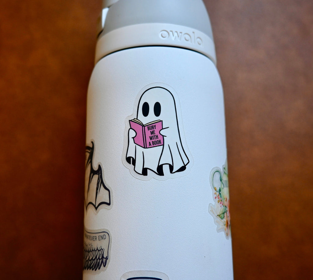 Bury Me With A Book Ghost Sticker | Waterproof Reading Decal