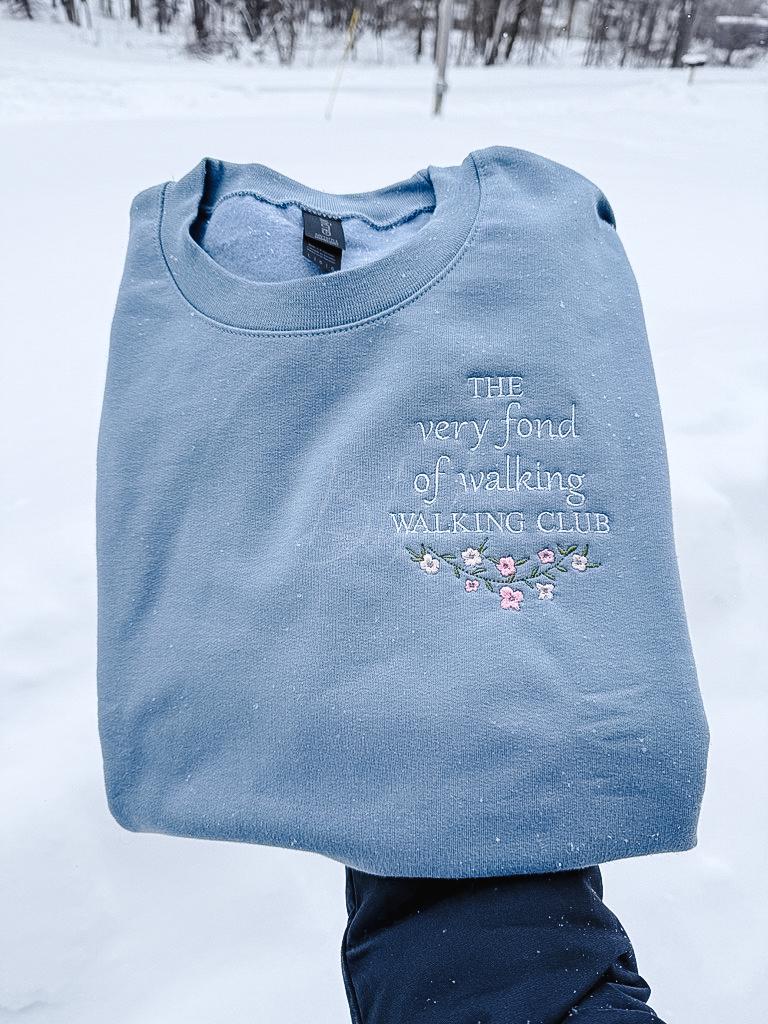 The Very Fond of Walking Walking Club Embroidered Crewneck Sweatshirt | Pride and Prejudice Jane Austen