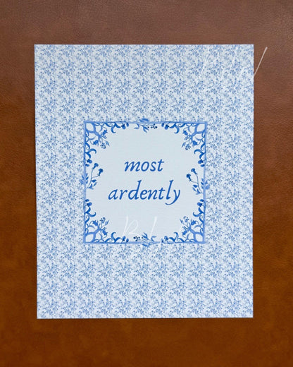 Most Ardently | Pride and Prejudice Art Print | Jane Austen Print