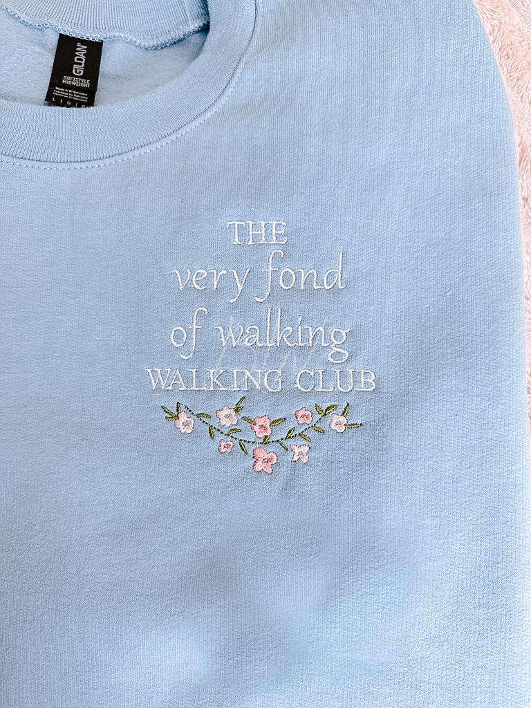 The Very Fond of Walking Walking Club Embroidered Crewneck Sweatshirt | Pride and Prejudice Jane Austen