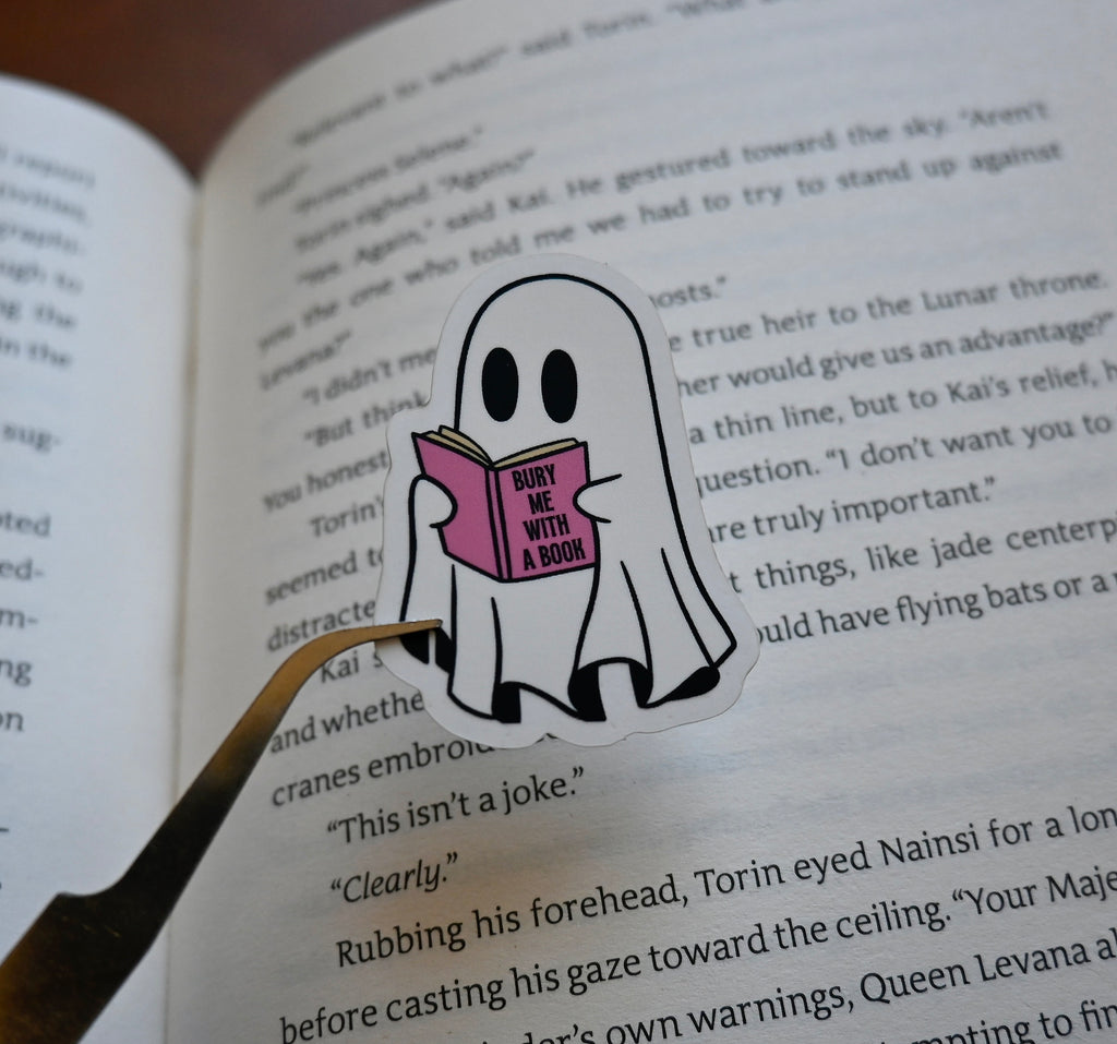 Bury Me With A Book Ghost Sticker | Waterproof Reading Decal