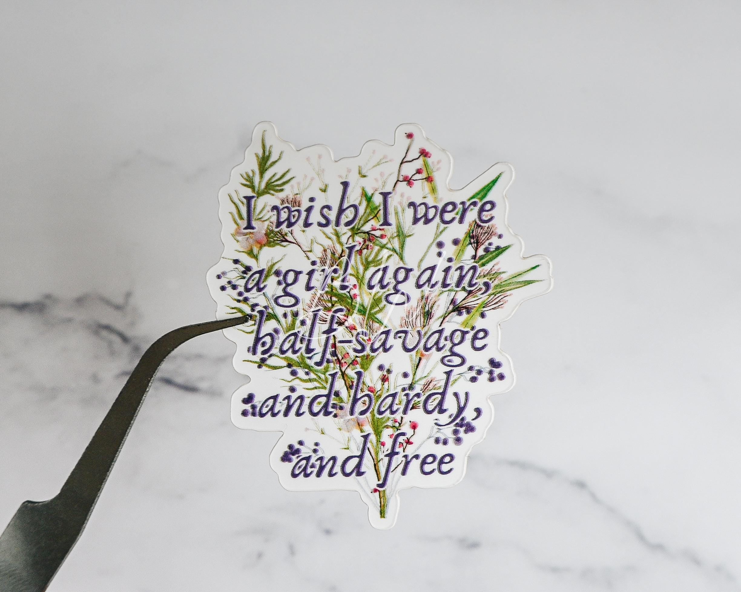 I Wish I Was a Girl Again | Wuthering Heights Sticker | Emily Bronte Gothic Romance Book Lover Gift