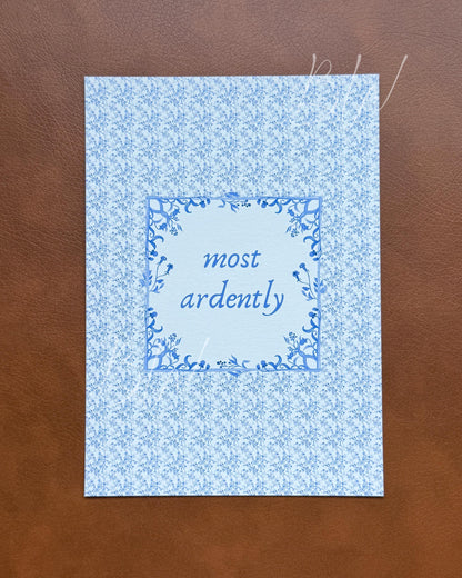 Most Ardently | Pride and Prejudice Art Print | Jane Austen Print