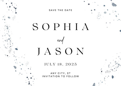 Watercolor Splatter Save The Date | DIY Canva Template