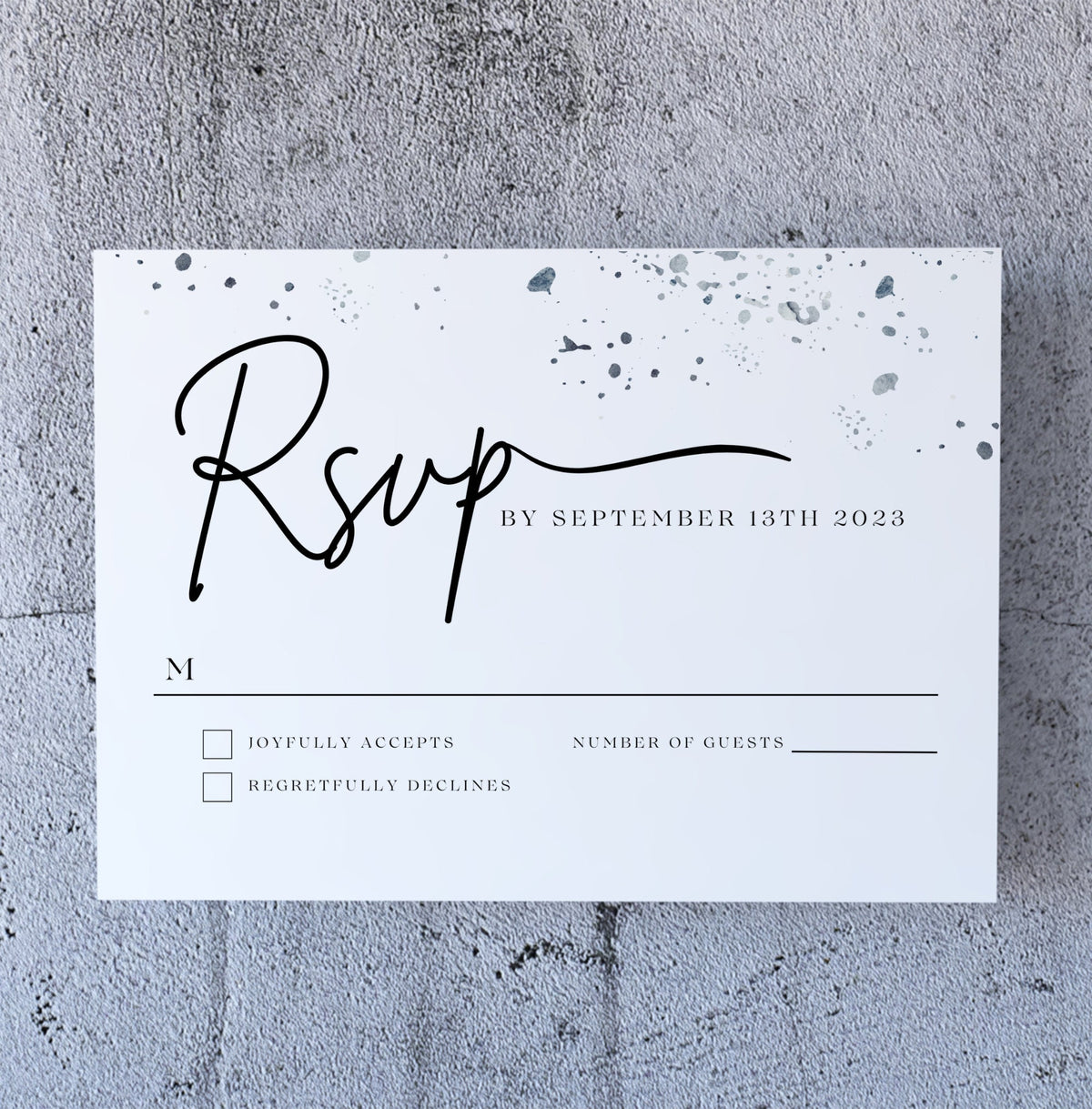 Watercolor Splatter RSVP Card Template | Modern Wedding (Canva Template)