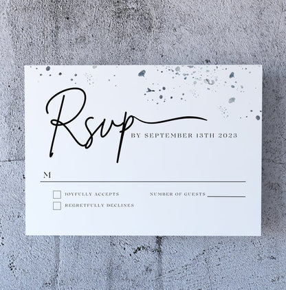 Watercolor Splatter RSVP Card Template | Modern Wedding (Canva Template)