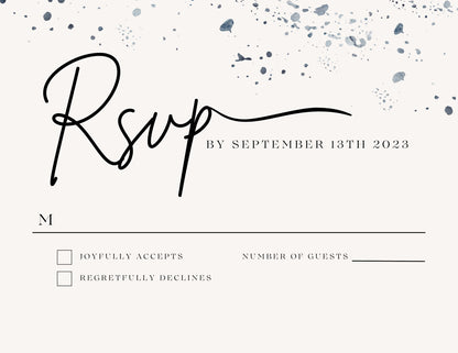 Watercolor Splatter RSVP Card Template | Modern Wedding (Canva Template)