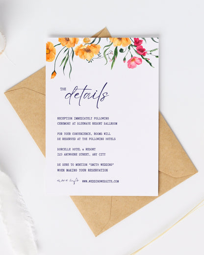 Watercolor Floral Wedding Invitation | Editable Canva Template (5x7 inch)