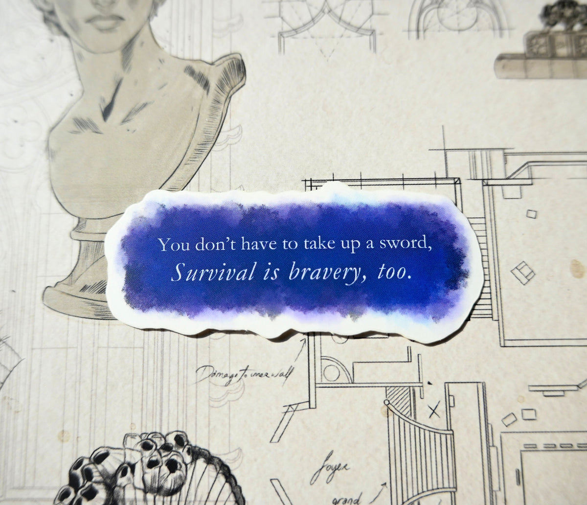 A Study in Drowning Sticker | Survival is Bravery Too | Officially Licensed Ava Reid Sticker
