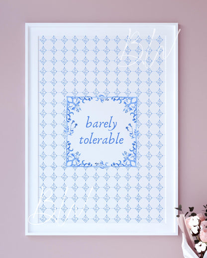 Barely Tolerable | Pride and Prejudice Digital Print | Pride and Prejudice Art | Jane Austen Wall Art