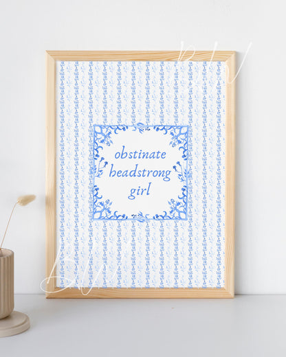 Obstinate Headstrong Girl | Pride and Prejudice Digital Print | Pride and Prejudice Art | Jane Austen Wall Art