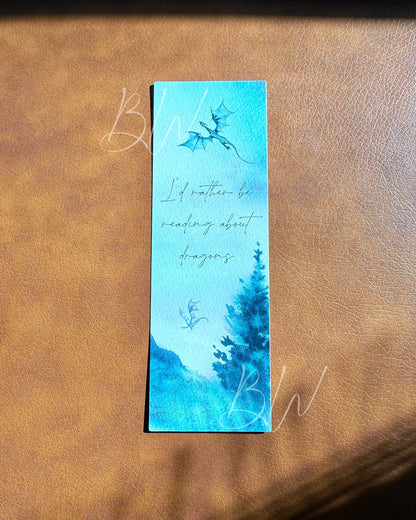 I'd Rather Be Reading About Dragons Bookmark | Fantasy Bookmark