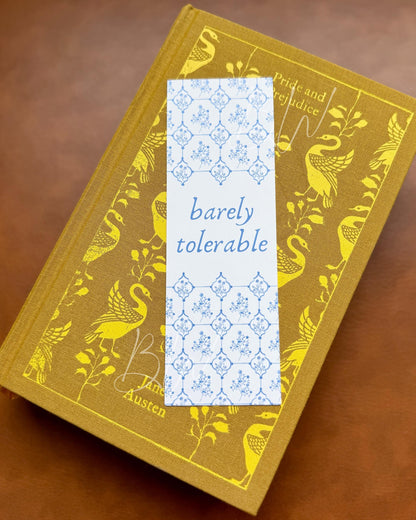 Most Ardently / Barely Tolerable Double Sided Bookmark | Pride and Prejudice | Jane Austen Bookmark