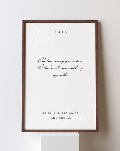 Exemplary Vegetable | Pride and Prejudice Quote Digital Print | Pride and Prejudice Art | Jane Austen Wall Art