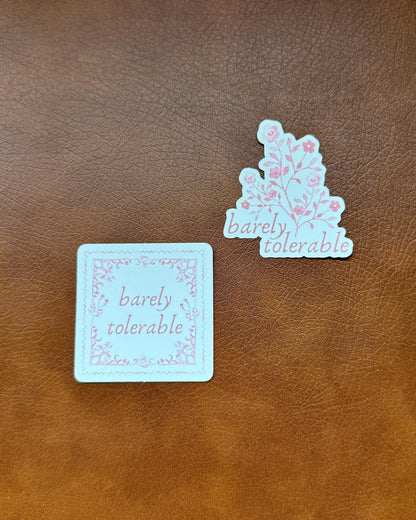Barely Tolerable | Flowers | Jane Austen | Pride and Prejudice Floral Book Sticker