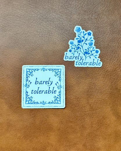 Barely Tolerable | Flowers | Jane Austen | Pride and Prejudice Floral Book Sticker