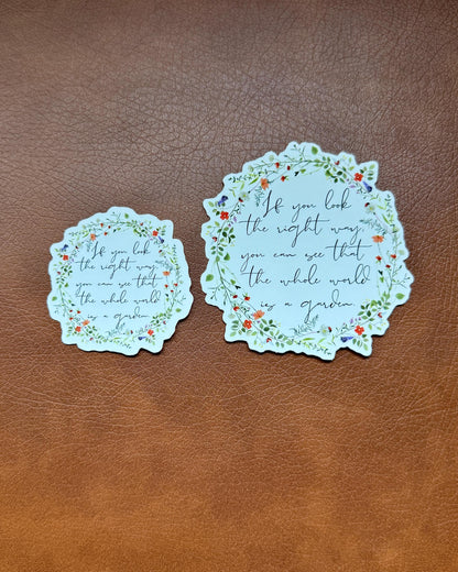 The Whole World Is A Garden | Secret Garden Sticker | Frances Hodgson Burnett Sticker | Book Sticker | Kindle Sticker