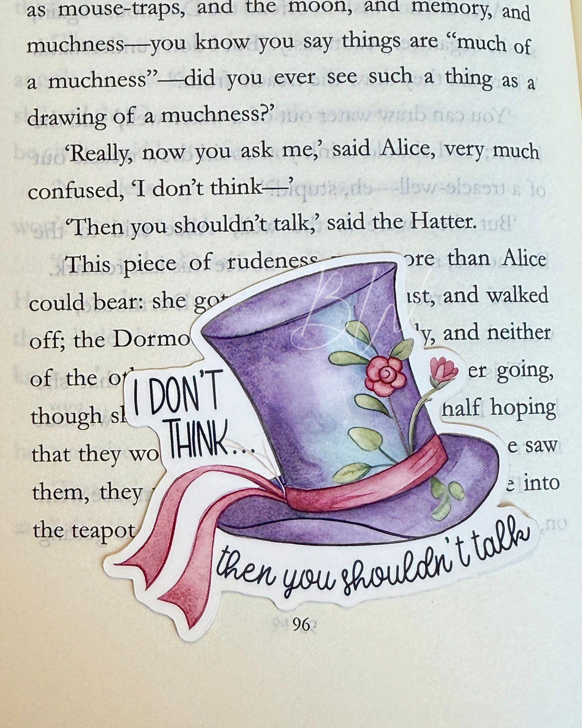 Mad Hatter Quote Vinyl Sticker | Alice in Wonderland, Bookish Gift