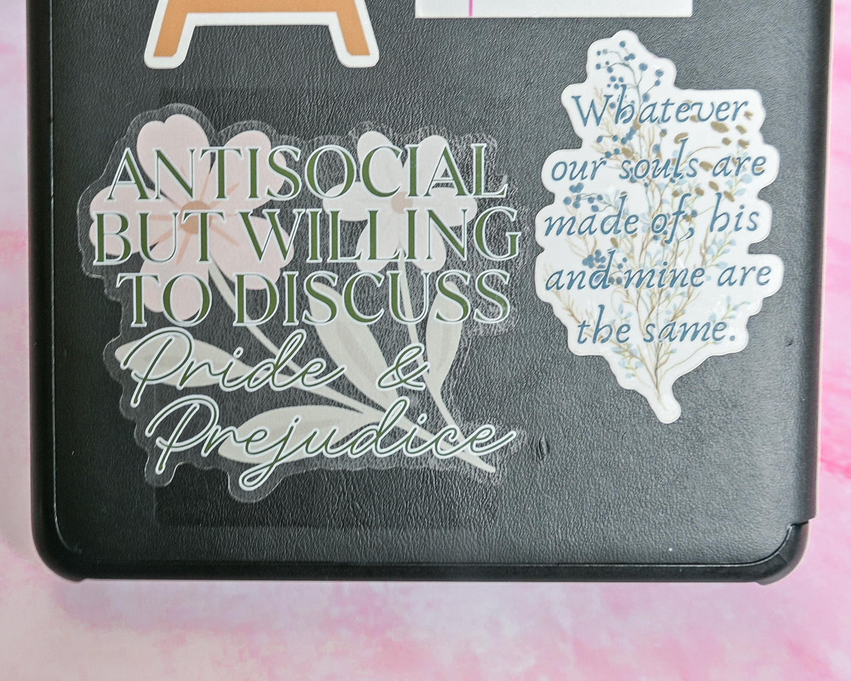 Antisocial But Willing to Discuss Pride and Prejudice Sticker | Jane Austen Bookish Sticker